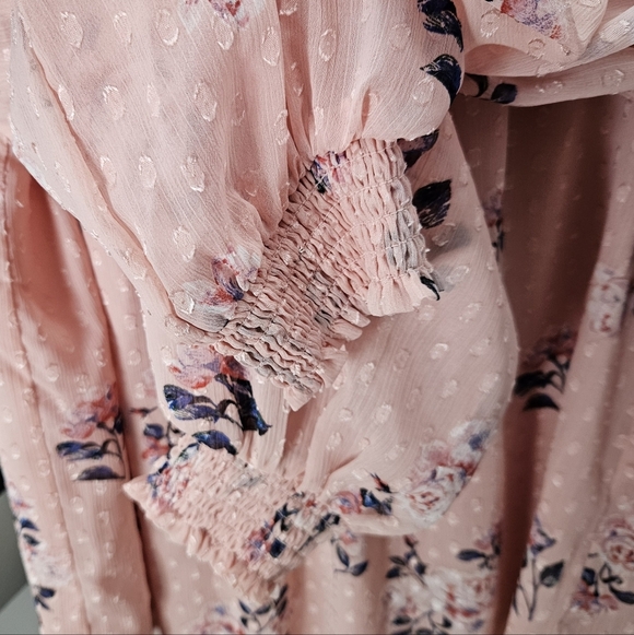 Anthropologie Maison d'Amelie Pink Floral Mock Neck Long Sleeve Blouse sz Medium - Picture 6 of 9